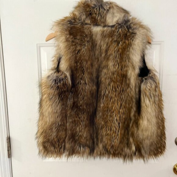 Imposter Signature Cool Mob-Wife Festival BoHo Faux-Fur Vest Sz xs - Picture 5 of 12
